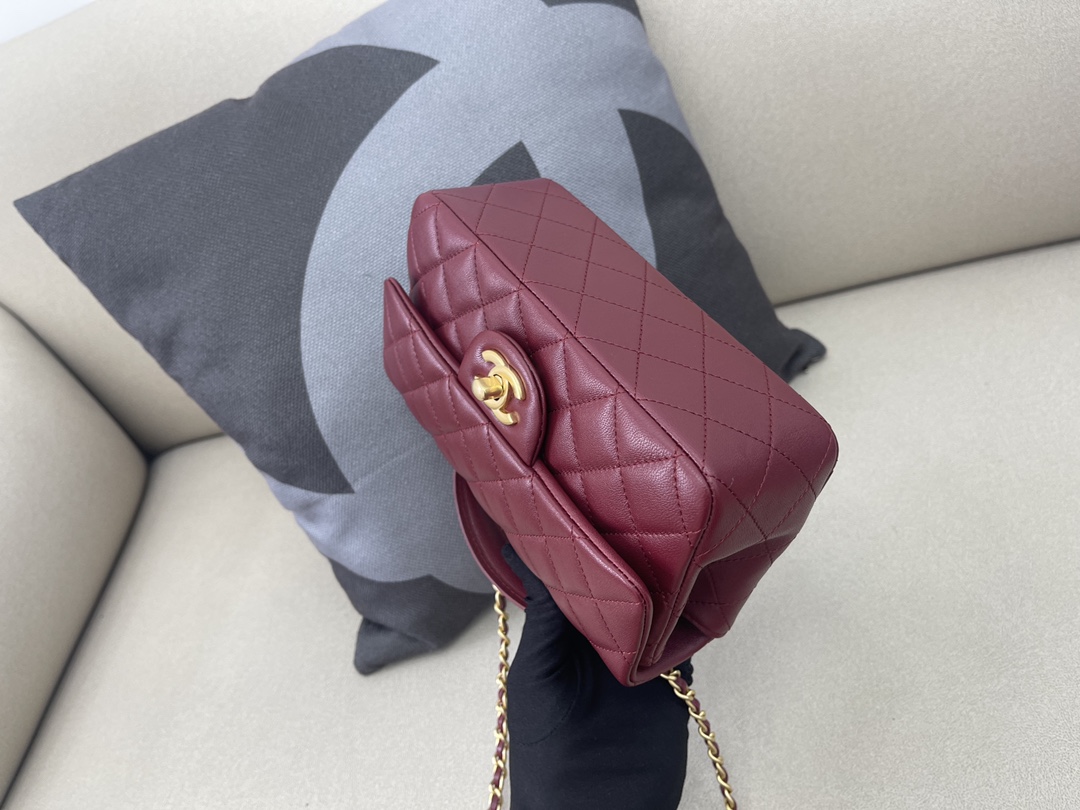 Small Classic Flap Lambskin Handbag Shoulder Bag AS2431 Burgundy